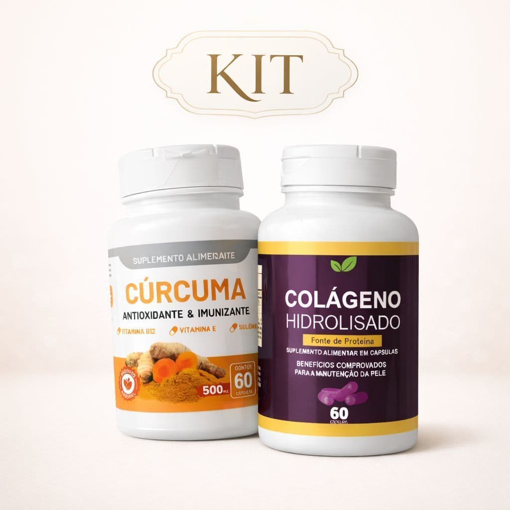 Kit Cúrcuma + Colágeno Hidrolisado | Suplementos em Cápsulas | 60 Cápsulas Cada