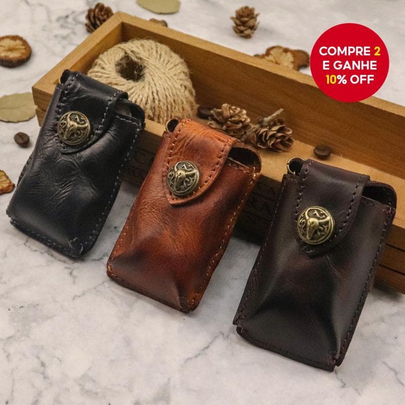 Bolsa Para Chave Vintage De Couro Castanhodo Vegetal , Feita À Mão , Cinto De Negócios Masculino , Porta-Chaves De Carro