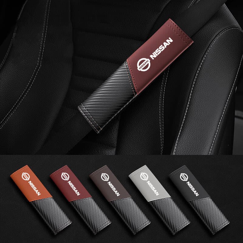 2 Peças Protetores de Cinto de Segurança Universais para Carro Nissan, Almofadas de Ombro em Couro para Cinto de Seguran