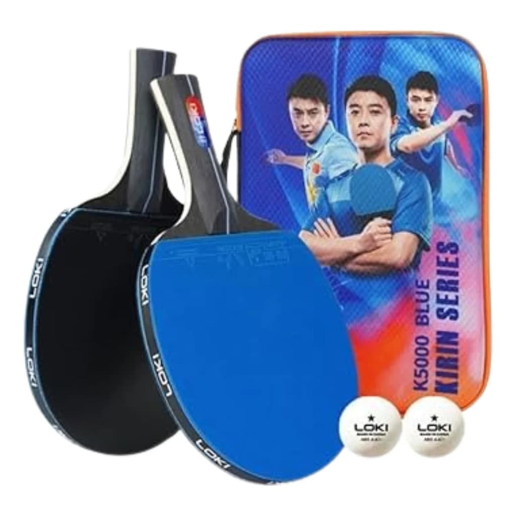 Kit Tênis de Mesa Loki K-5000 2 Raquetes FL ITTF Bolas Capa