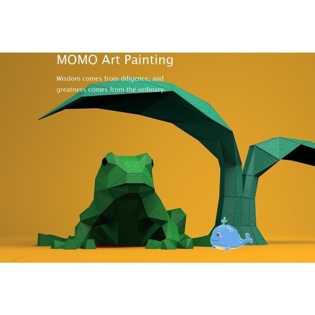 Papel MOMO Modelo de papel geométrico tridimensional sob a árvore Sapo Modelo de papel 3d DIY Molde de papel artesanal O
