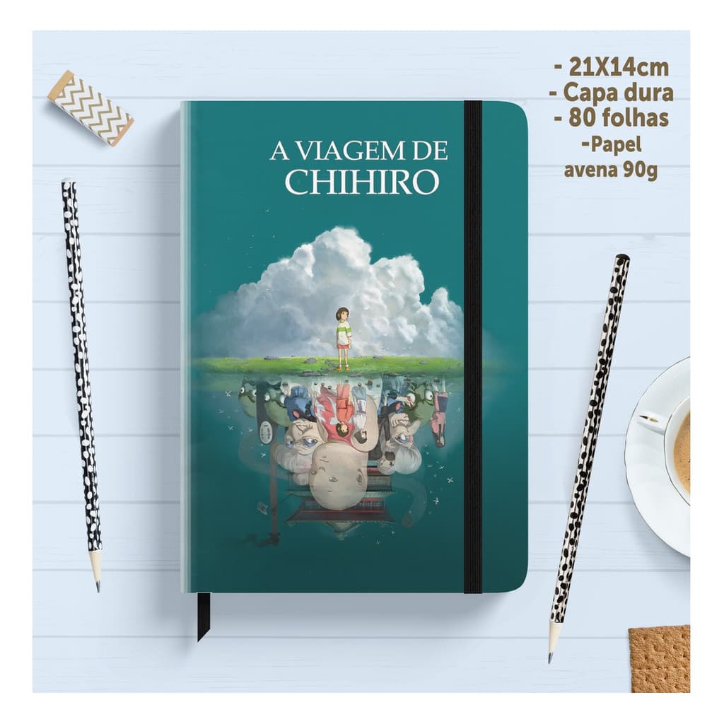 Caderno Sketchbook para desenho A Viagem de Chihiro capa dura caderno A5