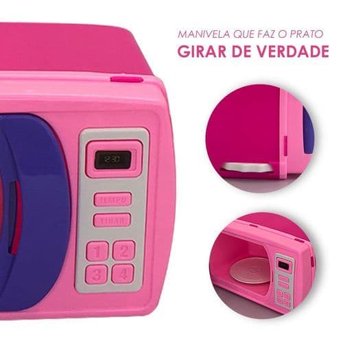 Mini Micro Ondas Infantil Seguro Prato Giratorio Portatil Funcional Design Colorido