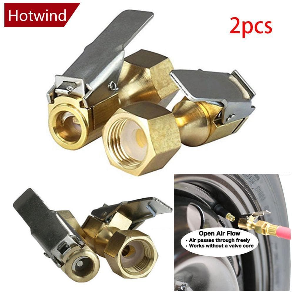 HOTWIND 2 Peças Inflador De Pneus De Metal Fluxo Aberto Mandril De Ar Com Trava Reta Clipe M8V3