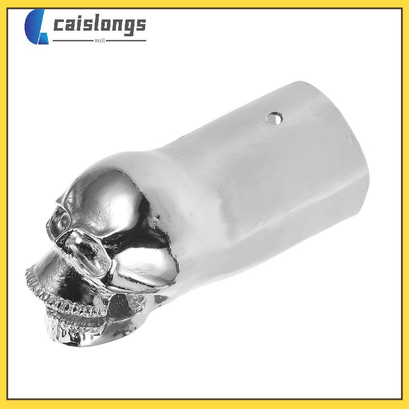 🖼️ Pontas De Escapamento Em Metal Com Design De Caveira Prateado Para Motocicleta Modificação Retrô