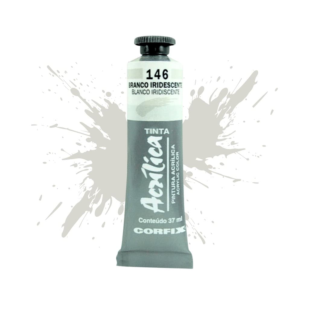 TINTA ACRILICA METALICA PARA TELA 37ML 146 BRANCO IRISDECENTE