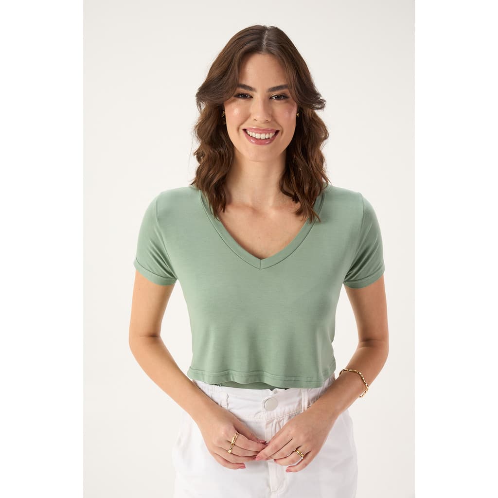 BLUSA DE AMAMENTAÇÃO GOLA V VERDE FOLHA