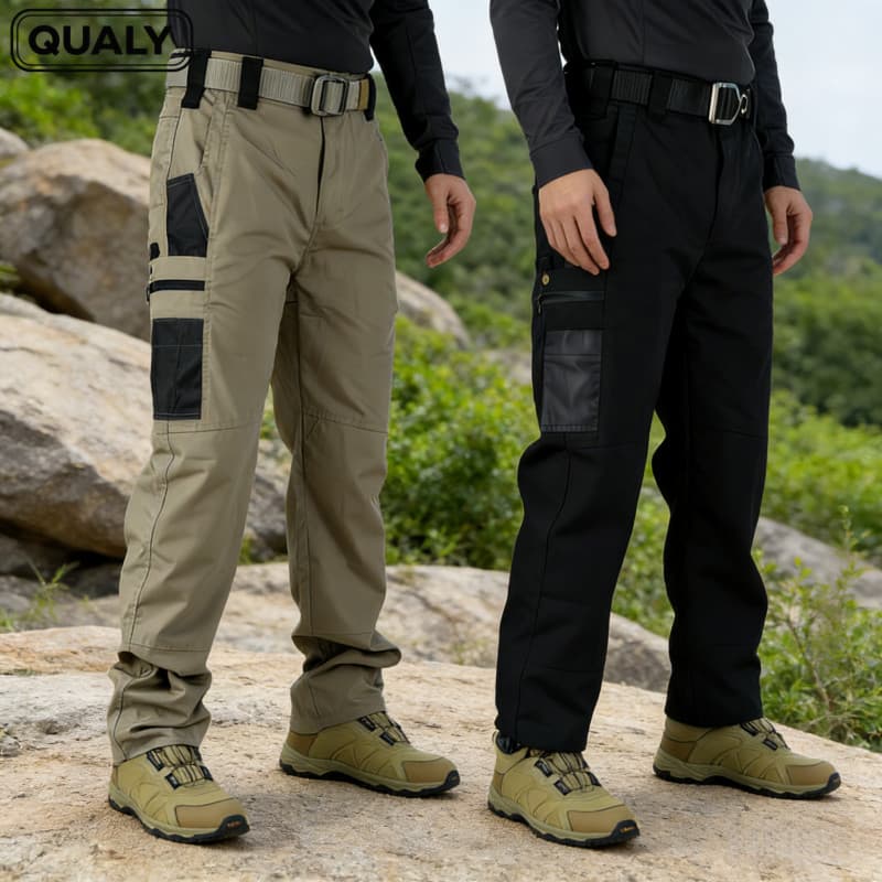 Calça Tática Masculina Impermeável Múltiplos Bolsos Ideal para Exército Trilhas Long Hiking Esportes ao Ar Livre QUALY