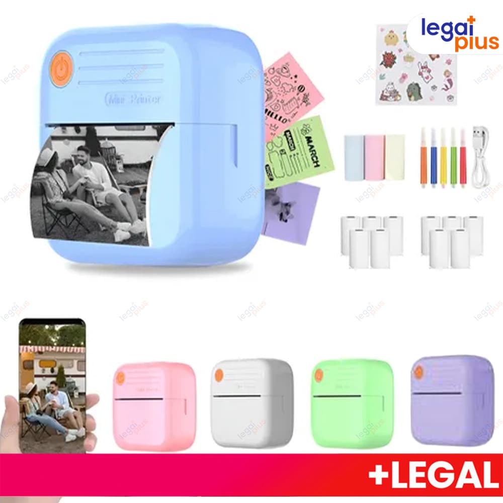 Nova mini impressora: modelo portátil e sem fio, compatível com sistemas Android e iOS, impressão em papel térmico.