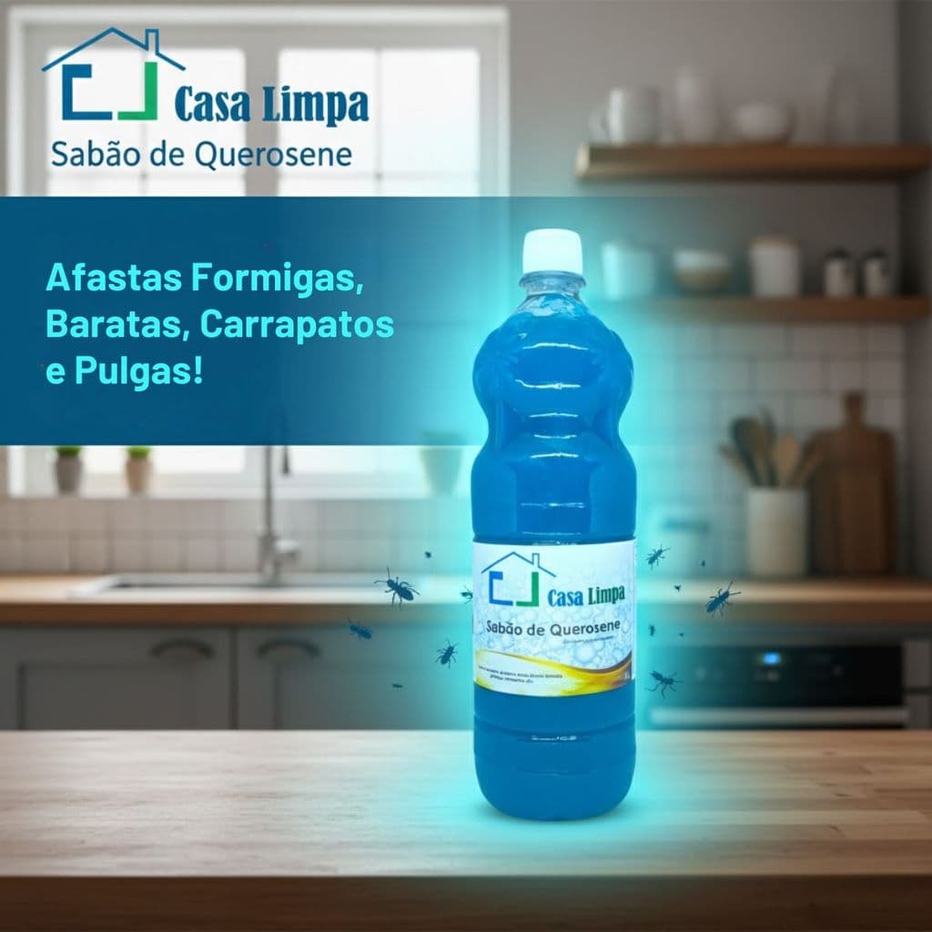 Sabão de Querosene 1L Casa Limpa – Limpeza Pesada, Desengordurante, Elimina Odores e Afasta Insetos