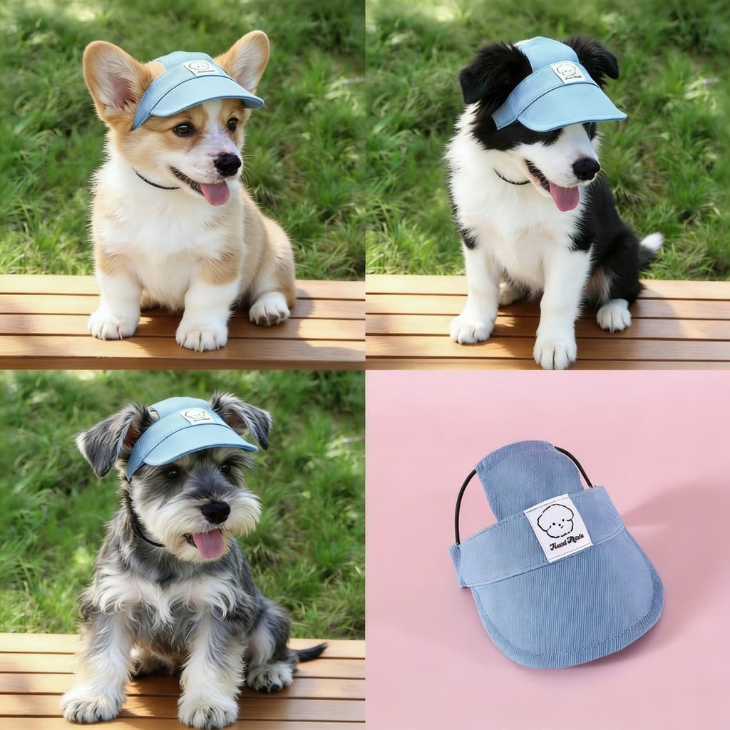 Chapéu Boné Para Pet Cachorro Fêmea Macho Ajustável de Tecido Gato em Tecido P M G Protege do Sol