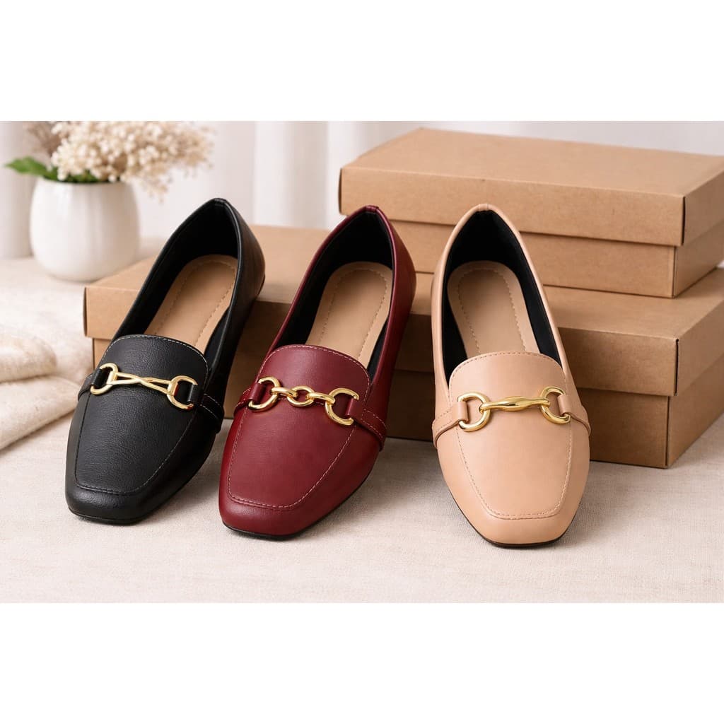 Sapatilha Bico Quadrado Feminina Confortável Mocassim Casual Com Fivela