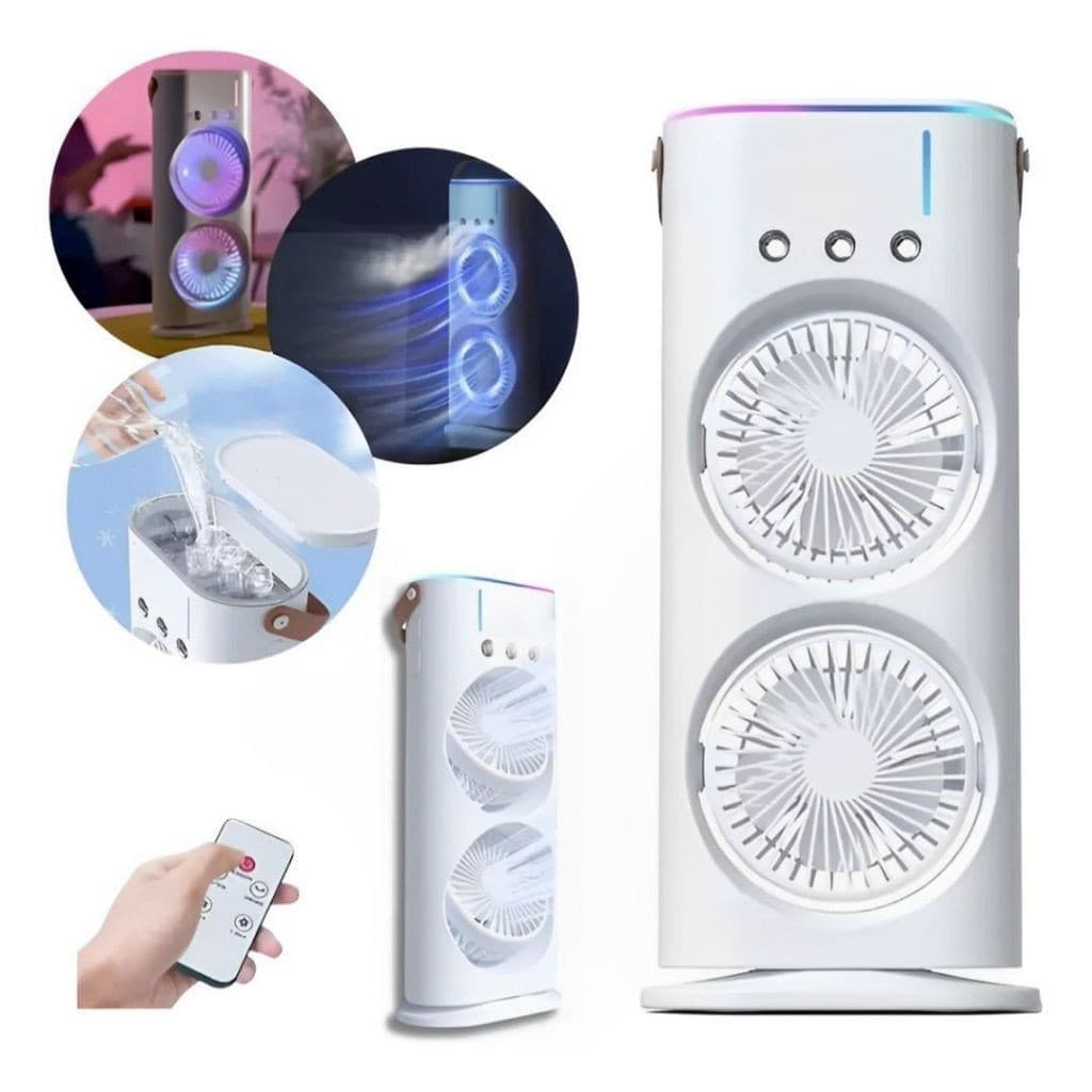 Ventilador Umidificador Duplo Torre 3 Velocidades Portátil Climatizador Ar Condicionado USB