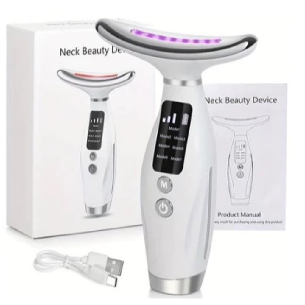 Massageador Portátil Beleza Pele Firmeza Pescoço Led de 7 Modos para Rosto e Pescoço