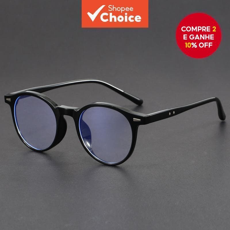  Óculos de proteção contra luz azul com armação redonda, armação de óculos de prescrição anti radiação retrô