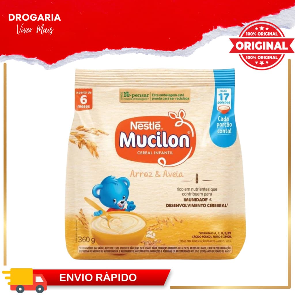 Cereal Infantil Mucilon Arroz e Aveia 360G (1, 2, 3 e 4 Unidades)
