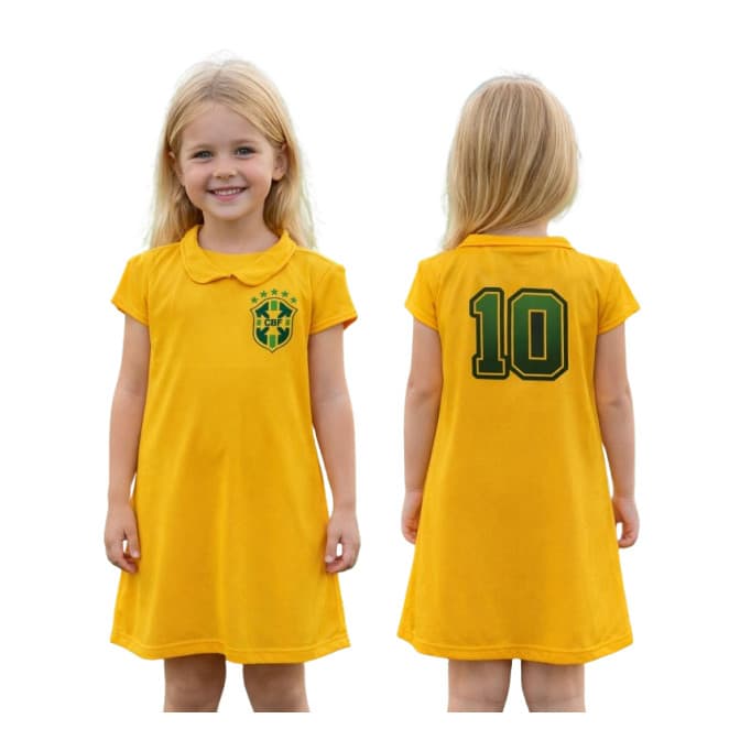 COPA BRASIL Vestido Amarelo Infantil Perfeito torcedor