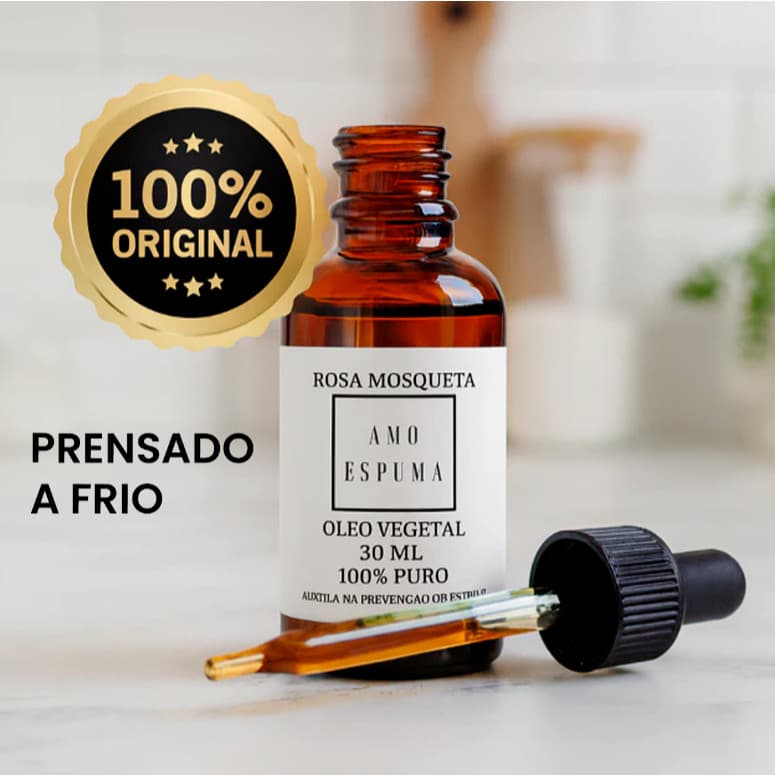 Óleo Vegetal Rosa Mosqueta 100% Puro Rubiginosa Clareador Mancha Estria Celulite Linha Expressão