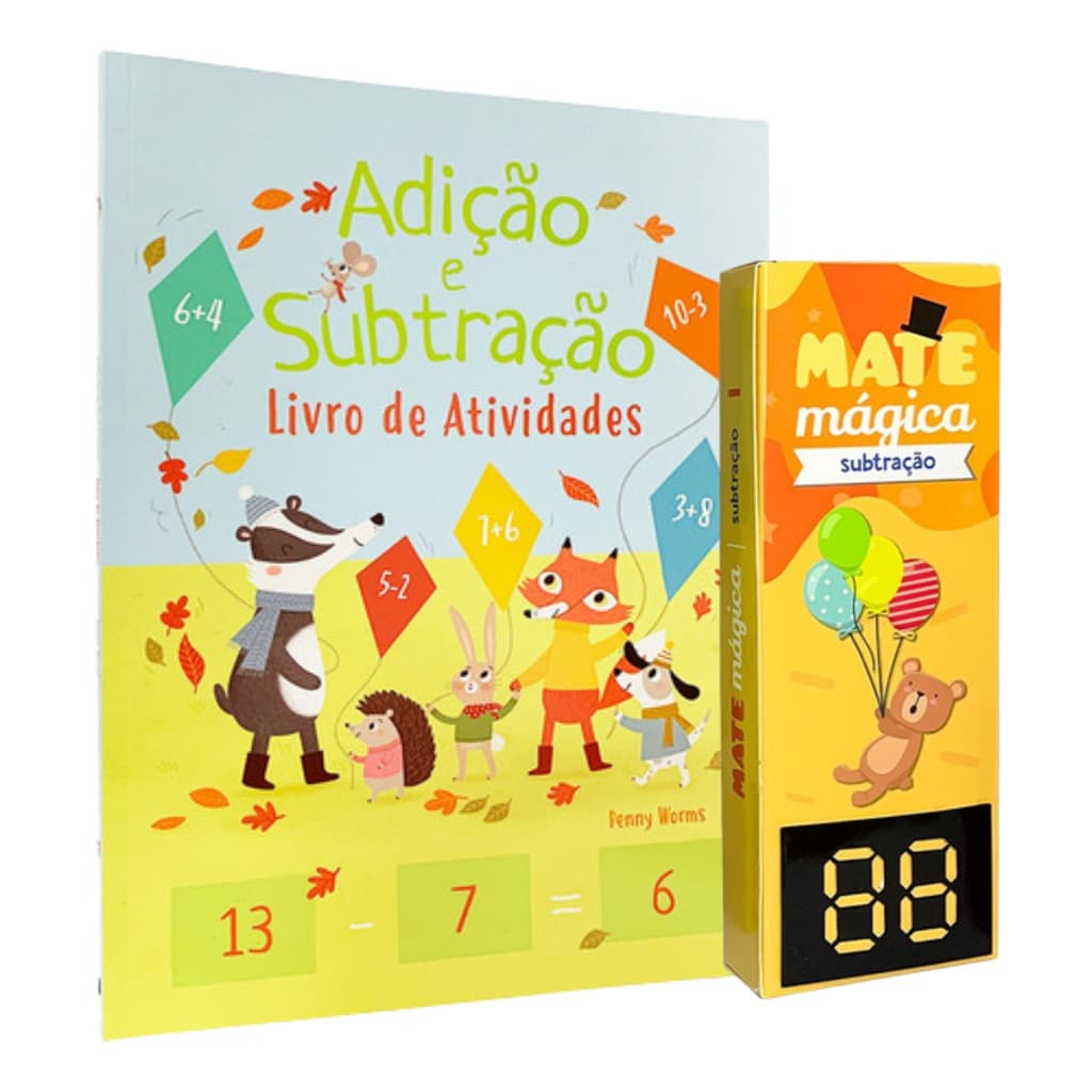 Kit Matemática - Mate Mágica Subtração + Adição e Subtração | Cartas e Livro de Atividades