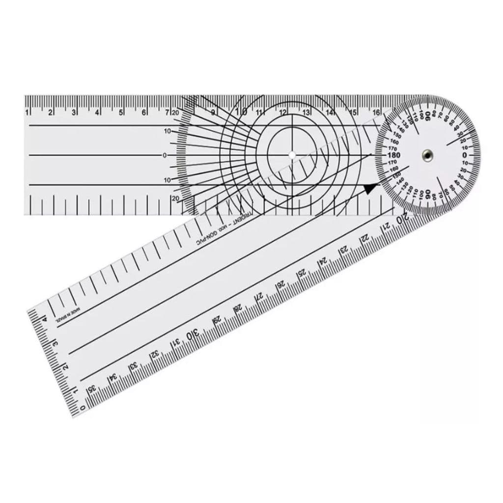 REGUA TIPO GONIOMETRO FISIOTERAPIA ARTICULAR 0-360 GRAUS