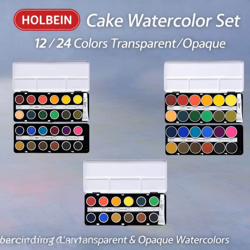Conjunto De Bolo Aquarela Sólida Holbein-12 Ou 24 Cores (Opções Transparentes E Opacas)