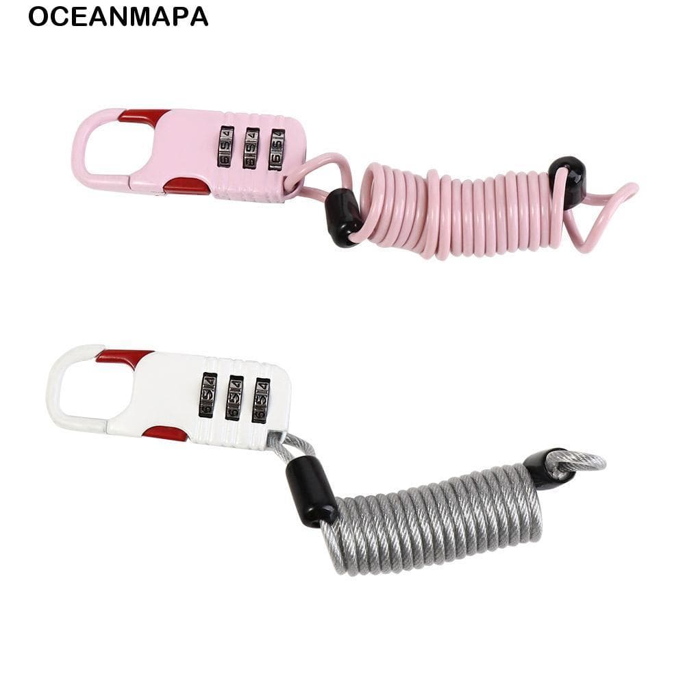 Trava De Corda De Bicicleta OCEANMAPA , Fio Antifurto De Liga De Alumínio De Zinco Com Senha De Três Dígitos , Preta