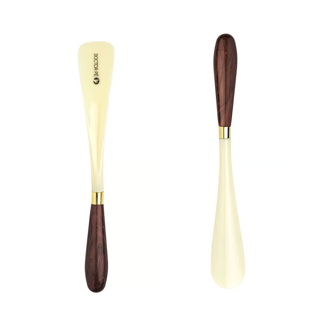 Calçadeira de Alta Qualidade com Tamanho Médio - Off White / Marrom Mogno