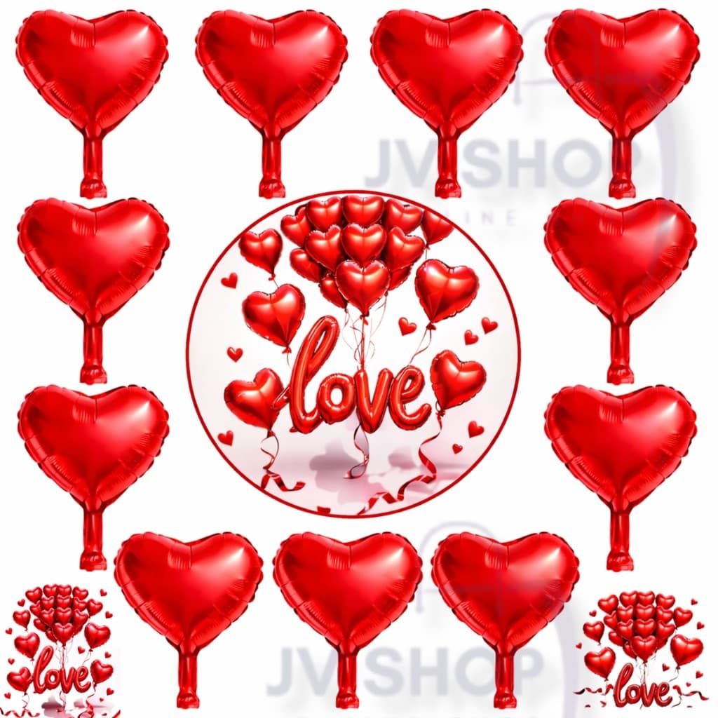 50 Mini Balão Metalizado Coração Vermelho 25cm 10 Polegadas Dia dos Namorados Casamento Dia das Mães Surpresa Romântica