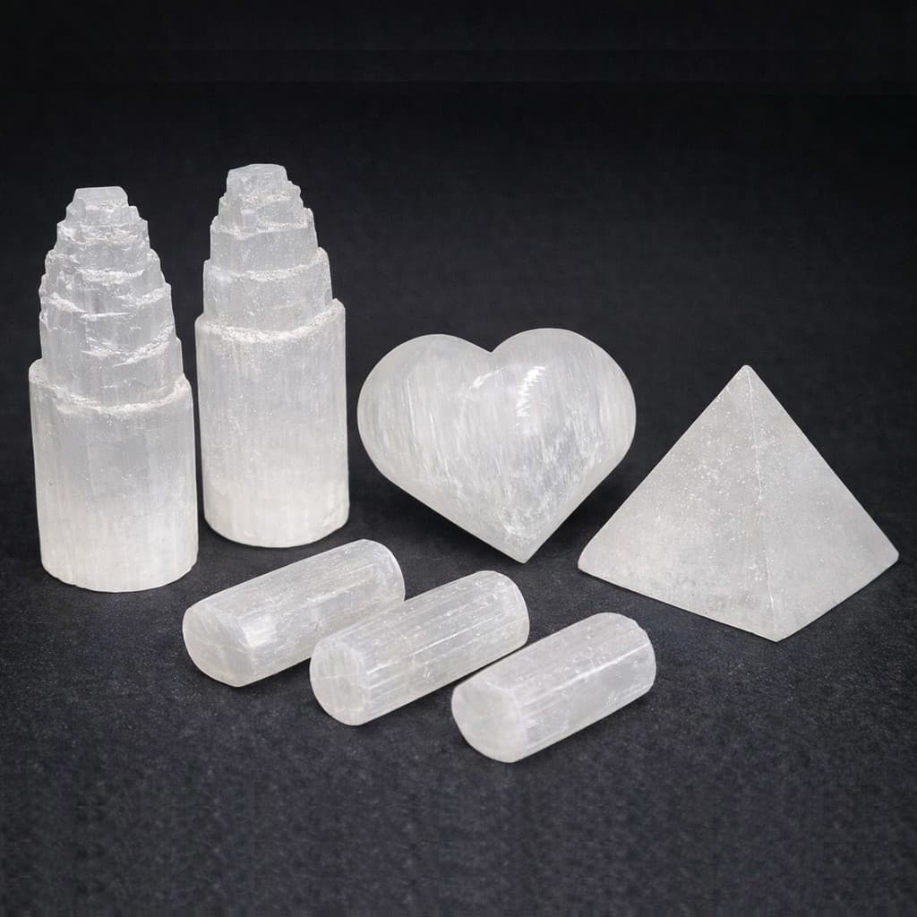 Selenita Branca Torre - Coração - Piramide - Pedra e Cristal