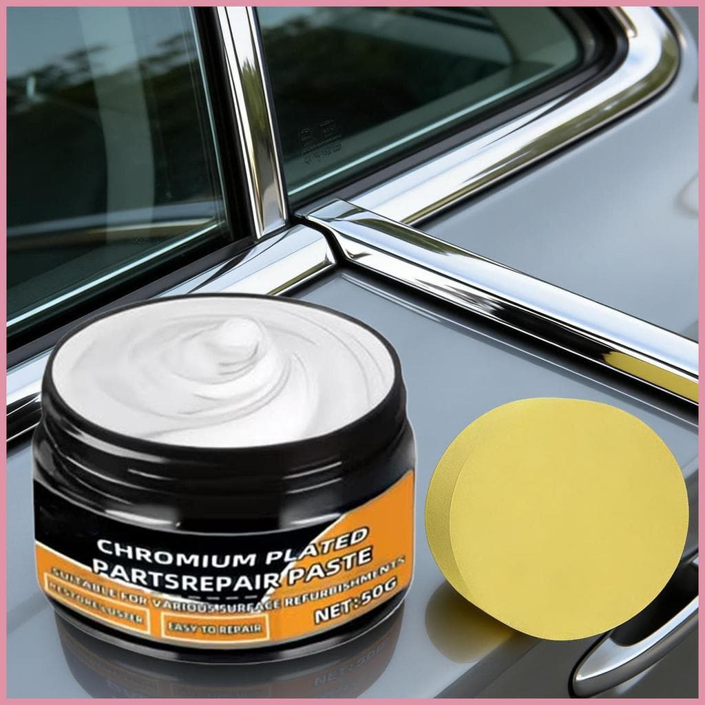 Limpador De Aro Cromado 50g , Pasta De Remoção De Oxidação Com Esponja , Reparo De Arranhões De Carro Para Barcos , Auto