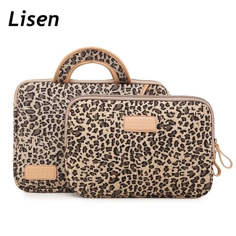 Marca Lisen Bolsa Para Laptop 13.3,14,15.6,16 Tamanhos , Capa De Lona Leopardo MacBook Air Pro , Homem Senhora Feminina 
