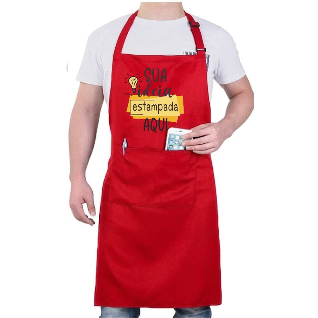 Avental Personalizado Com Sua Arte Vermelho