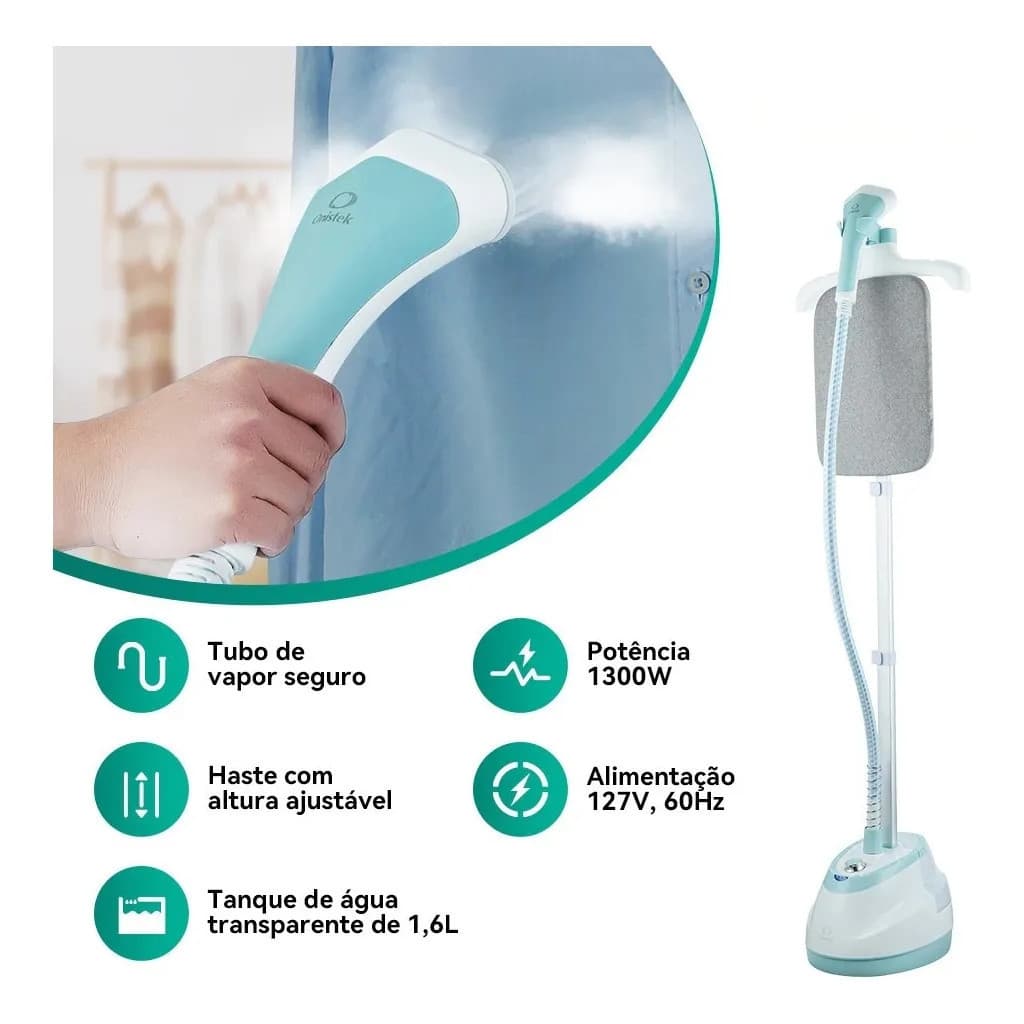 Passadeira a Vapor Roupas Vertical 1.6L 10 Modos ON-PR901 Azul e Branco 110V 220V