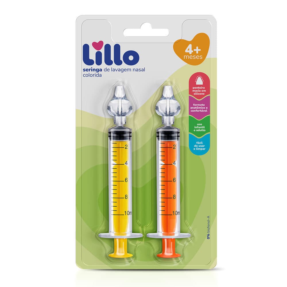 Seringa para Lavagem Nasal Lillo com Ponteira 4+ Meses Colorida 2 Unidades