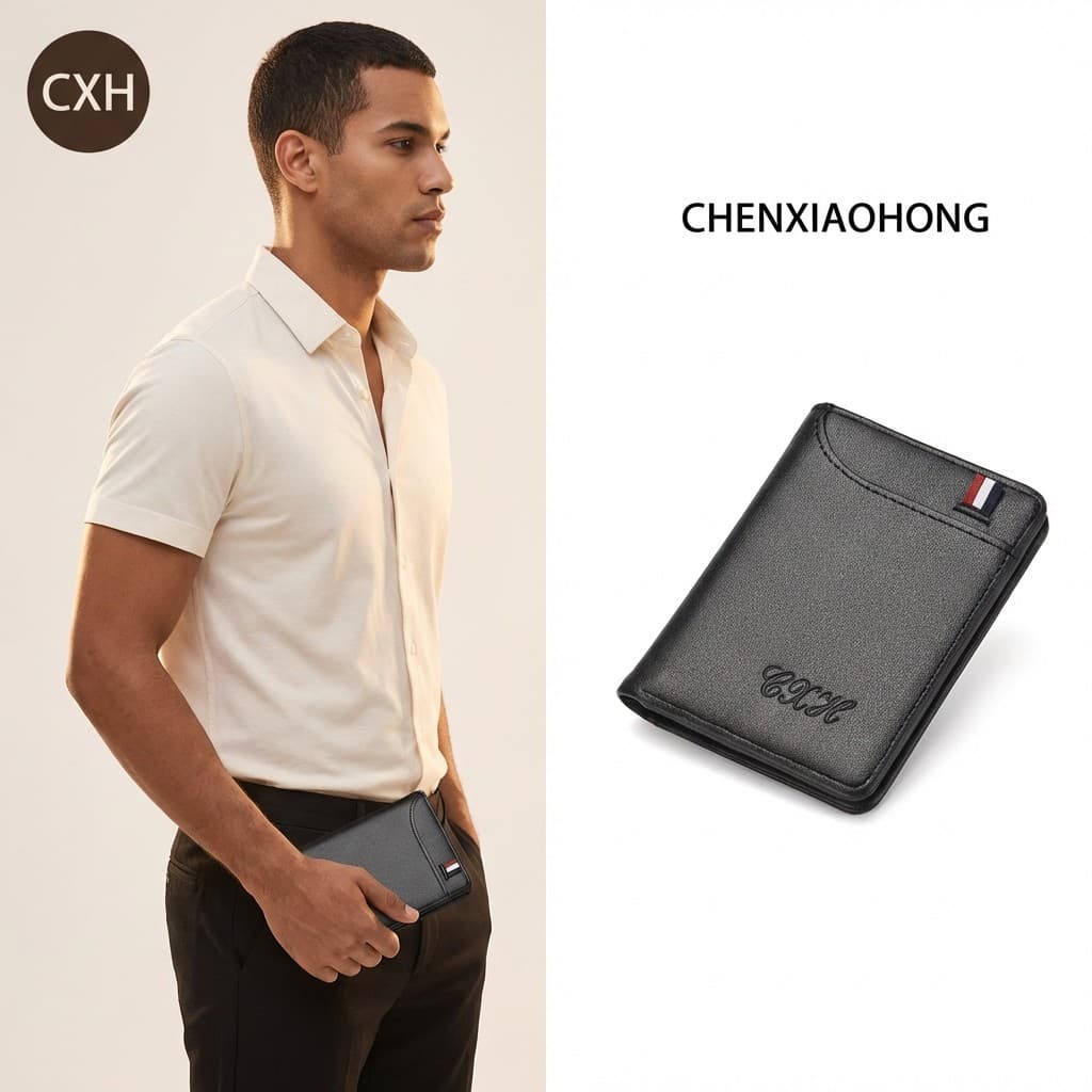 Carteira masculina ultra-fina, estilo vertical, carteira pequena, porta-cartão de motorista, mini carteira de moeda para