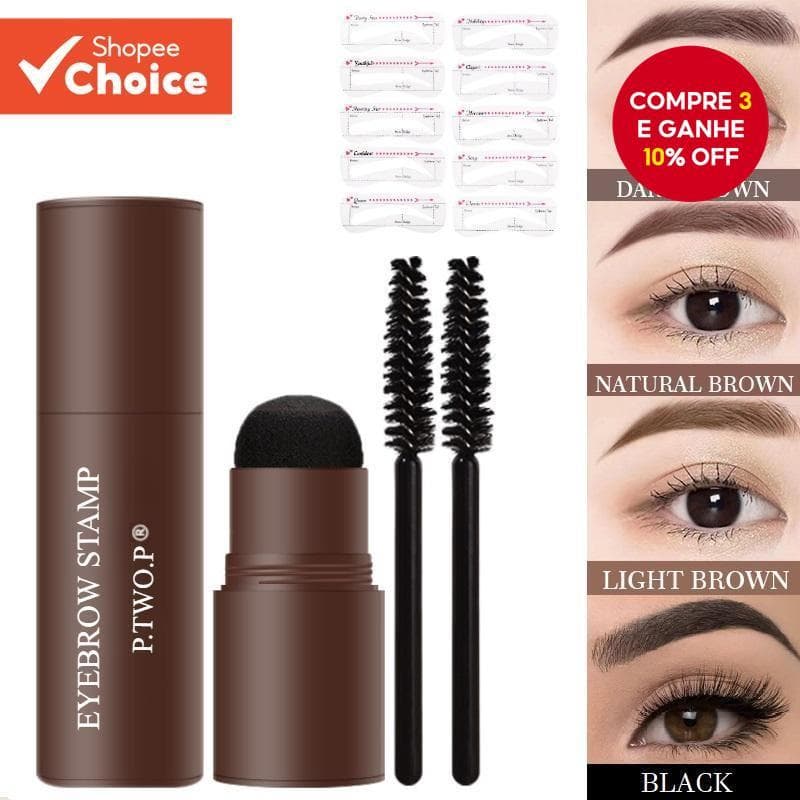 Kit De Carimbo De Sobrancelha Em Uma Etapa – Conjunto De Modelos De Estênceis Modeladores E Bastão De Pó Preguiçoso