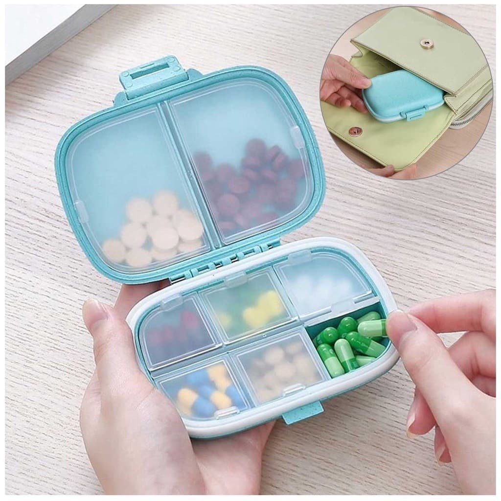 Estojo Caixa Organizadora Porta Comprimidos Cápsulas Compacto De Bolsa Viagem Divisórias Manhã Noite