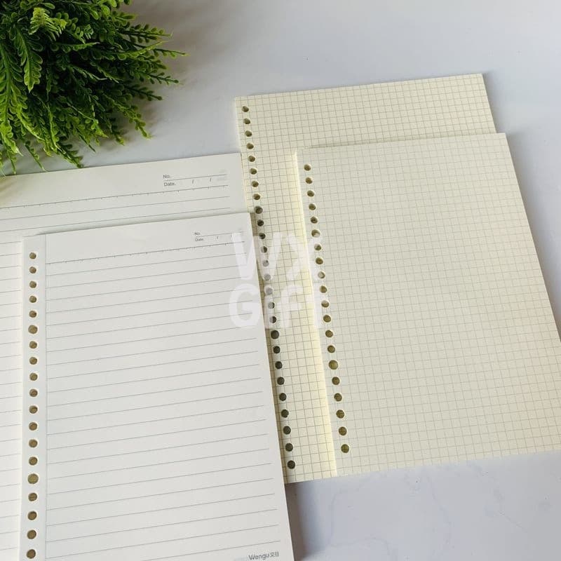 Refil de Folha de Caderno Reutilizável Pautado ou Quadriculado - Uniso / WX Gift