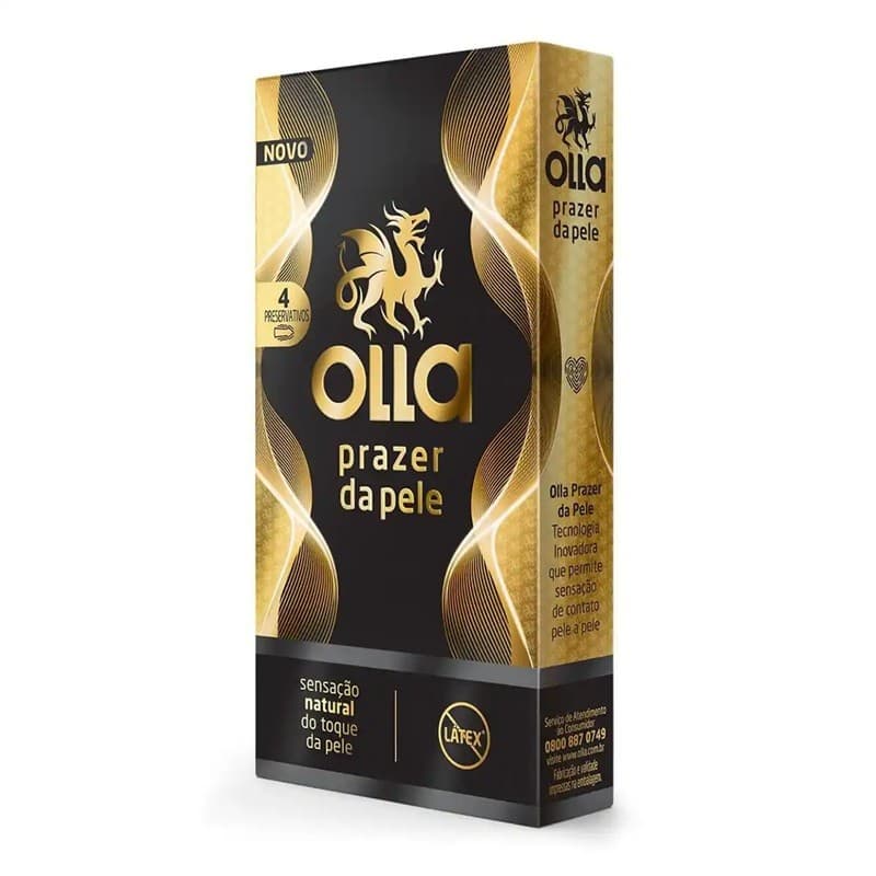 Preservativo Olla Lubrificado Prazer da Pele  4 Unidades