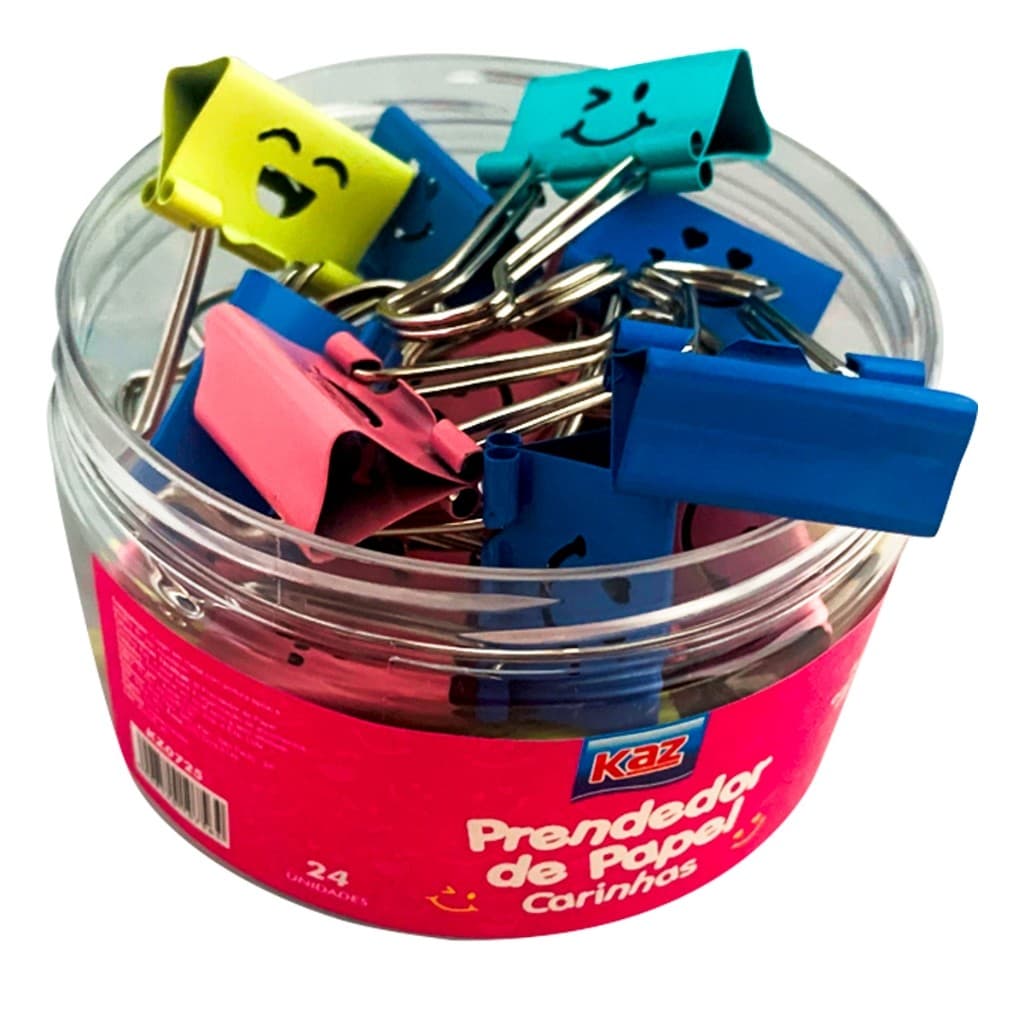 Prendedor Para Papel De Metal Kit Com 24 Unidades Coloridos