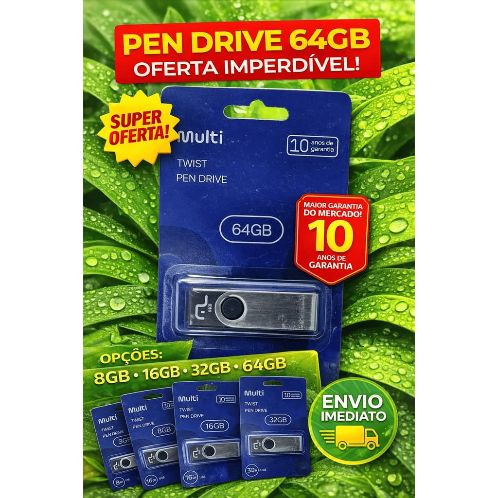 Pendrive USB 2.0 64GB/32GB/16GB/8GB – Twist MultiLaser OTG | Pen Drive de Alta Velocidade