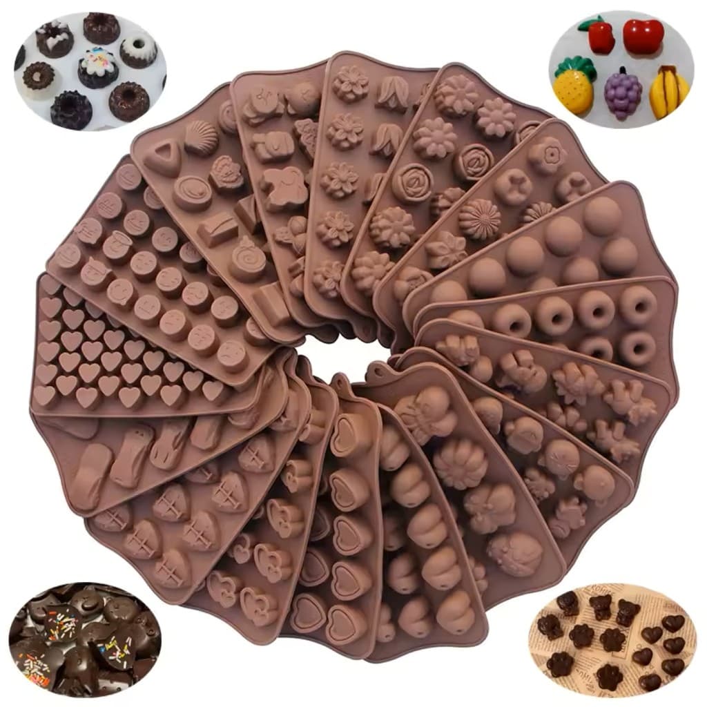 Forma Molde De Silicone Confeitaria Bolo Doce Barra Chocolate Bombom Biscoito Letras Números Coração Animais Flor Rosa