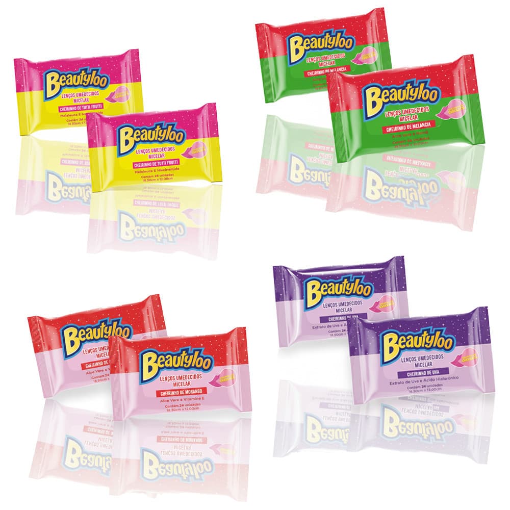 Kit 04 Lenços Demaquilante Facial Removedor de Maquiagem Beautyloo Face Beautiful