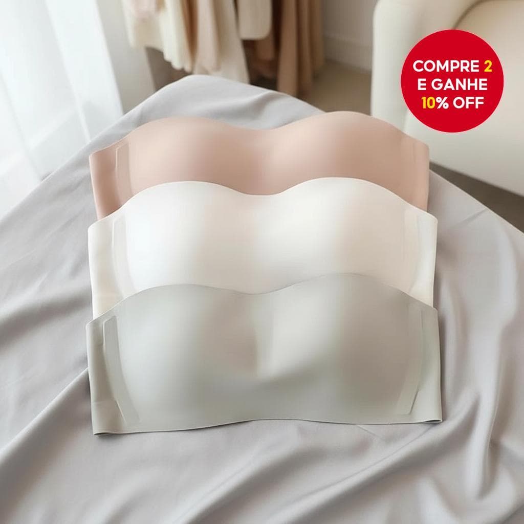  Sutiã Levantador Invisível para Mulheres - Sem Costura, Antiderrapante, Tomara que Caia (S-XL)