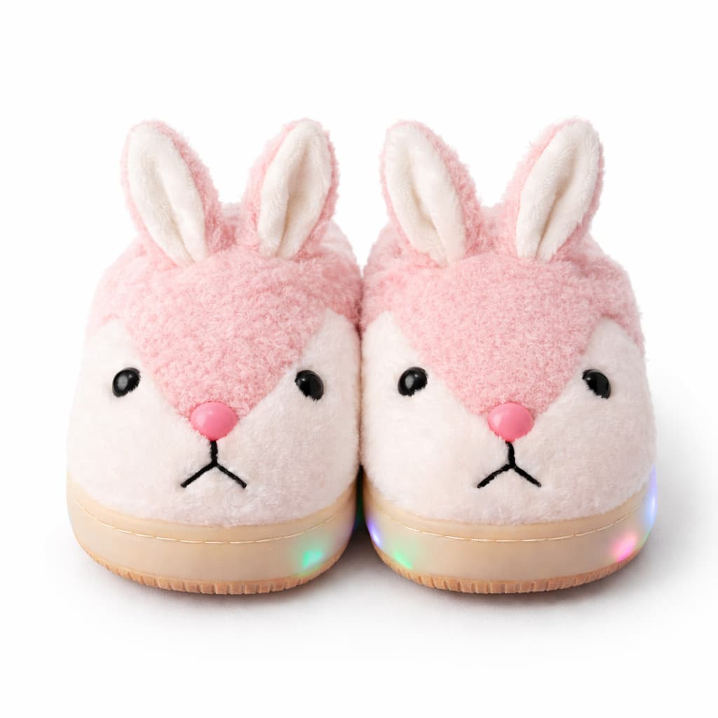 Pantufa Infantil Coelho com LED Antiderrapante Chinelo Pelúcia ST-805