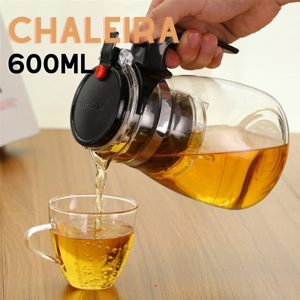 Chaleira bule Jarra De Vidro 600ml Com Tampa De Chá Toque Para Chá Com Infusor Reutilizável