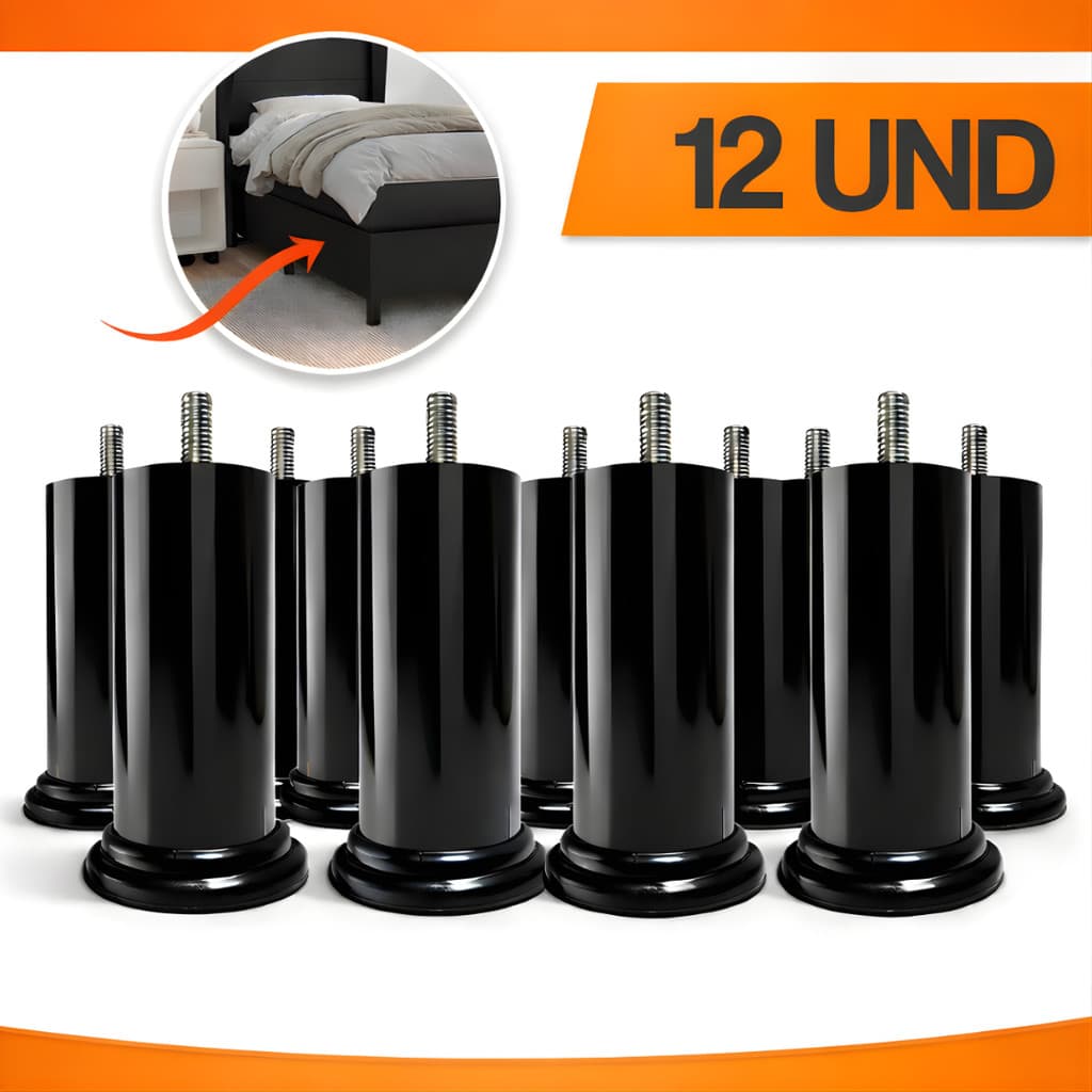 Pé para Cama Box 12cm Alto Resistente | 1-12 Unidades | Casal Queen Super Queen Solteiro