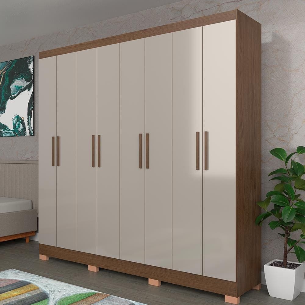 Guarda-Roupa Bartira Porto com 8 Portas e 4 Gavetas 219,2 de Largura