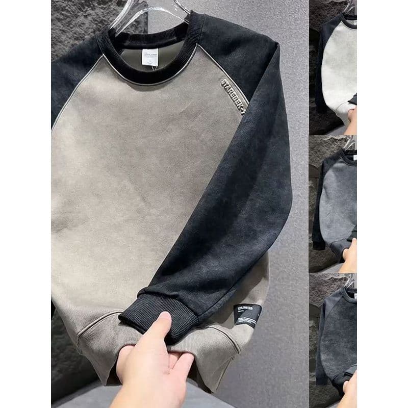 Combinação de cores High-End sentimento outono inverno moda All-Match Casual em torno do pescoço de manga comprida camis