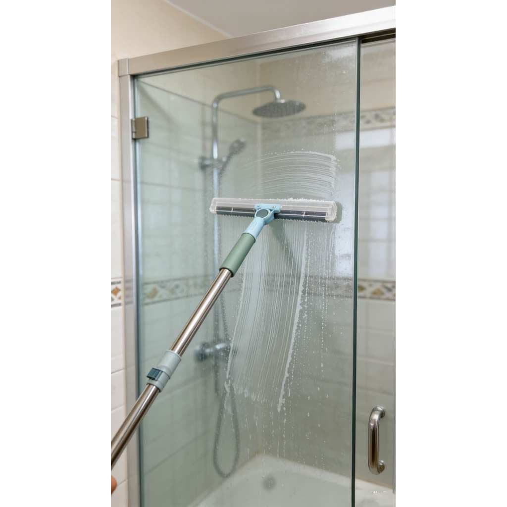 Rodo Limpador de Piso Multiuso cCabo Ajustável em Aço Inoxidável | Silicone Anti-Risco para Banheiro, Cozinha e Janelas